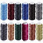 12 rouleaux 12 couleurs cordon torsadé rond en polyester ciré, cordon micro macramé, pour les projets en cuir, reliure