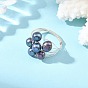 Round Copper Wire with Natural Cultured Freshwater Pearl Finger Rings, Dyed