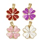 Латунные микро проложить кубического циркония подвески, с эмалью, подвески в виде четырехлистного клевера, долговечный, стойки покрытие, без свинца и без кадмия