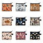 Rectangle Printed Polyester Wallet Zipper Purse, for Kechain, Card Storage