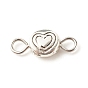 Tibetan Style Alloy Connector Charms, with 304 Stainless Steel Loops, Flat Round with Heart