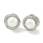 Серьги-гвоздики из латунного микро-паве, с пластиковой бисера, круглые
