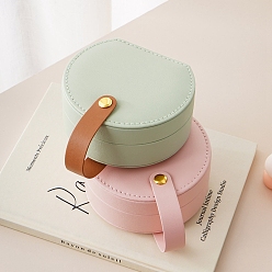 Caja organizadora de juego de joyas de cuero pu semicircular, joyero de viaje portátil para pendientes, Anillos, 