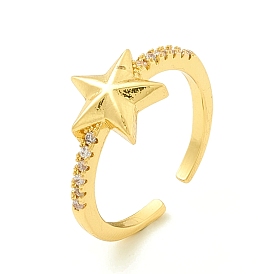 Clear Cubic Zirconia Star Open Cuff Ring for Women, Cadmium Free & Lead Free