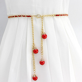 Сплав и пластик круглые бусины кисточки цепи для талии живота для женщин, золотые