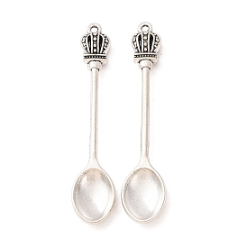 Tibetan Style Alloy Big Pendants, Spoon with Crown Charms