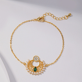 Ожерелья с подвеской из латуни с микропаве и кубическим цирконием для женщин, с пластиковой имитационной жемчужиной