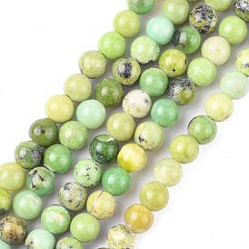Perles naturelles serpentine brins, ronde, 6mm, Trou: 1mm, Environ 63 pcs/chapelet, 15.5 pouce