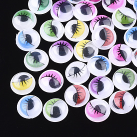Colors Wiggle Googly Eyes Cabochons, With Eyelash Pattern, DIY Scrapbooking Crafts Toy Accessories