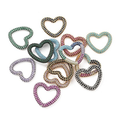 Стойка покрытие латунь микропаве кубический цирконий сердце соединительные кольца, долговечный, без свинца и без кадмия