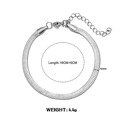 Stainless Steel Flat Snake Bone Chain Bracelets for Women Men