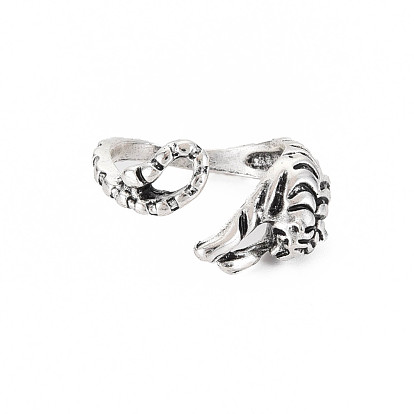 Tiger Open Cuff Ring, Tibetan Style Alloy Jewelry for Women, Cadmium Free & Lead Free