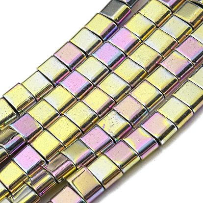 Electroplated Non-magnetic Synthetic Hematite Beads Strands, Rectangle, 2-Hole