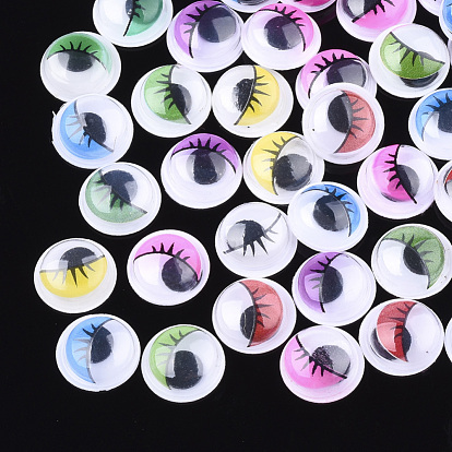 Colors Wiggle Googly Eyes Cabochons, With Eyelash Pattern, DIY Scrapbooking Crafts Toy Accessories