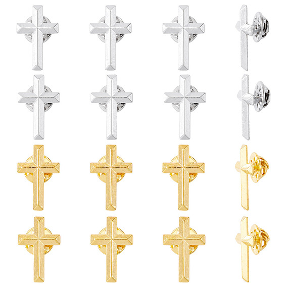 12 шт. 2 цвета крест броши из цинкового сплава