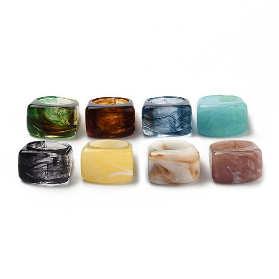 Resin Finger Rings, Imitation Gemstone Style, Rectangle