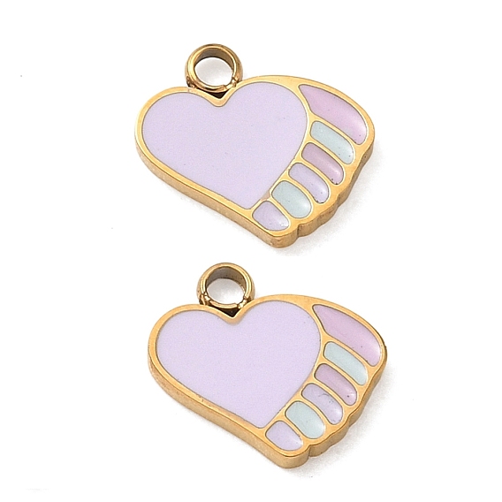 304 colgantes de esmalte de acero inoxidable, dijes de paleta con forma de corazón, revestimiento de iones (ip)
