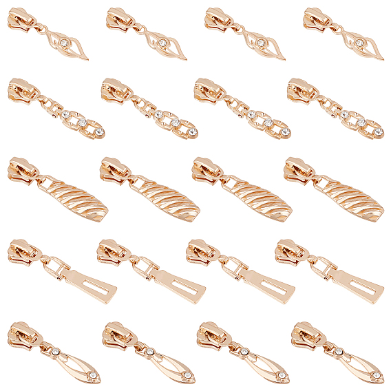 30Pcs 5 Style Zinc Alloy Zipper Puller, Garment Accessories