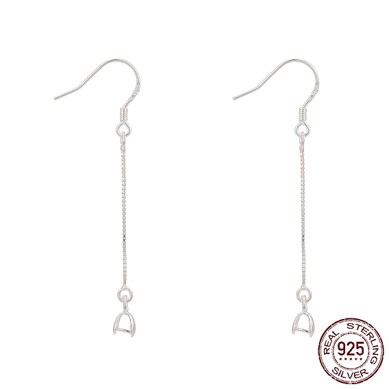 925 Sterling Silver Earring Hooks Findings, with Box Chain & Pendant Bails