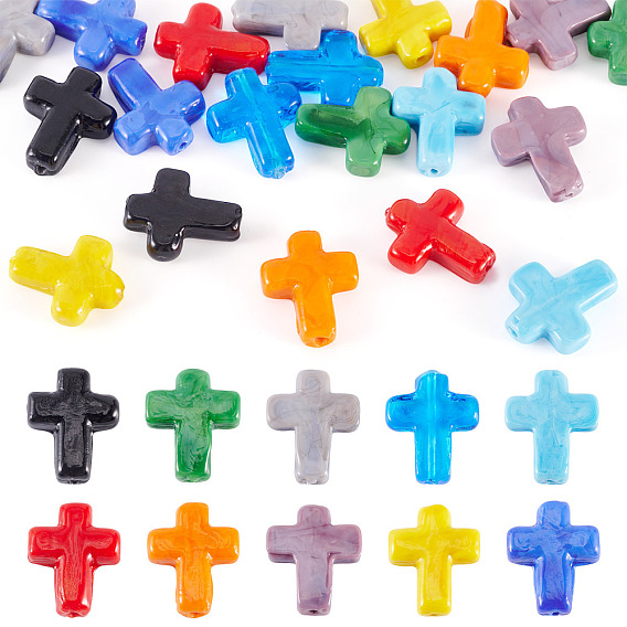 20 шт 10 цвета бусины лэмпворк ручной работы, крестик
