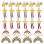 60Pcs 5 Style Alloy Enamel Pendants, Rainbow & Meteor & Shooting Star, Light Gold