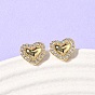 Серьги-гвоздики из латуни с микро-паве и прозрачным фианитом в форме сердца, долговечный, без кадмия и без свинца