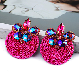 Handmade Ethnic Style Round Rope Earrings with Retro Charm for Fashionable and Versatile Streetwear Jewelry
