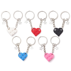 Resin Keychain, with Iron Rings, Heart