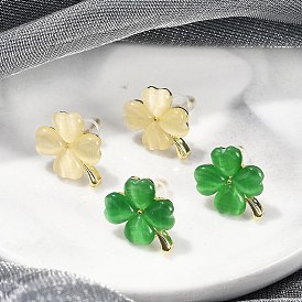 Литые глаза кота серьги, клевер