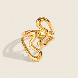 Irregular 304 Stainless Steel Cuff Open Rings for Women