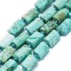 Brins de perles de turquoise péruvienne naturelle (jaspe), nuggets, style semi-mat