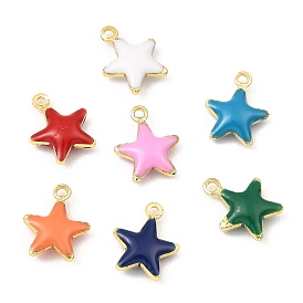 Brass Enamel Charms, Real 18K Gold Plated, Long-Lasting Plated, Lead Free & Cadmium Free, Star Charm