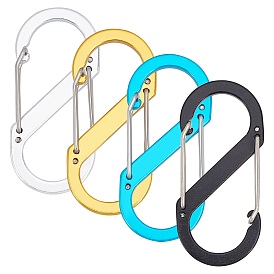 CHGCRAFT 4Pcs 4 Colors Aluminium Alloy Rock Climbing Carabiners, Key Clasps, for Camping Hiking Fishing Traveling Backpack Bottle, S Shape