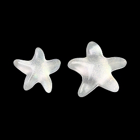 K9 Glass Cabochons, with Glitter Powder, Starfish