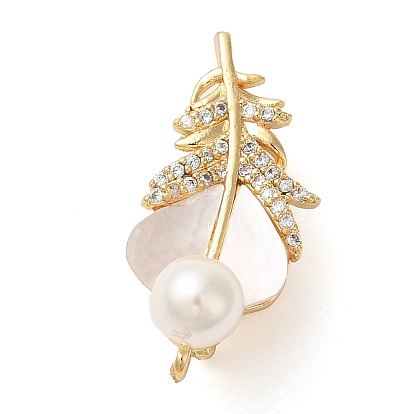 Латунь с микропаве, кубический цирконий, натуральная ракушка и АБС-пластик с жемчужными застежками, без кадмия, без никеля и без свинца, лист