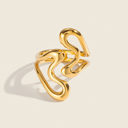 Irregular 304 Stainless Steel Cuff Open Rings for Women