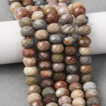 Бусы из натурального алашанского агата, рондель, граненые