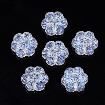 Transparent Acrylic Beads, Glitter Powder, Flower