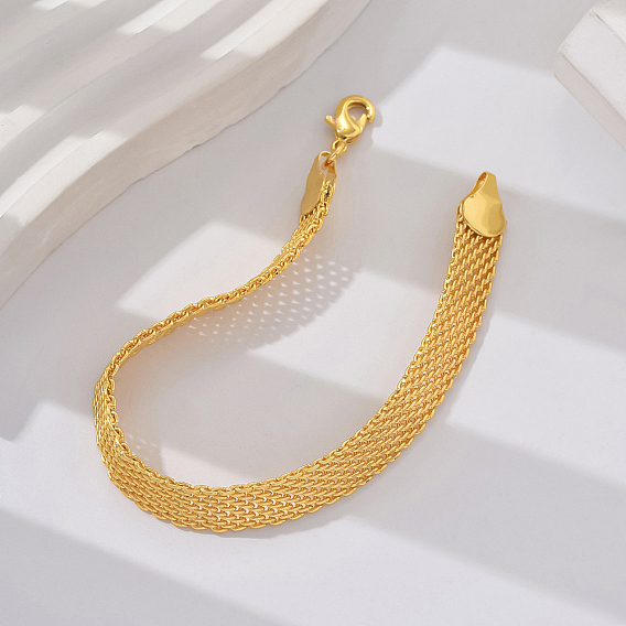 Браслет-цепочка из латунной сетки, толстый браслет-цепочка