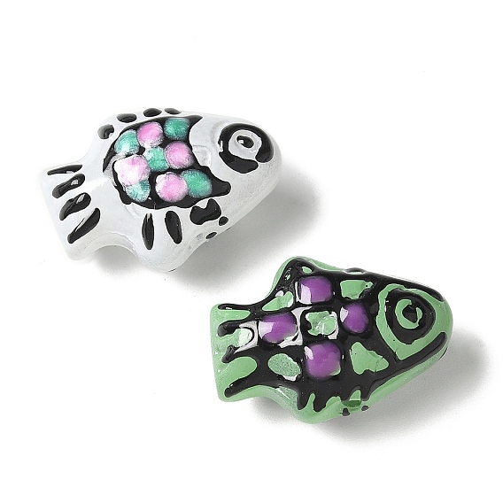 Бусины из стеклянной эмали, окрашенные методом запекания, бусины ручной работы, рыба