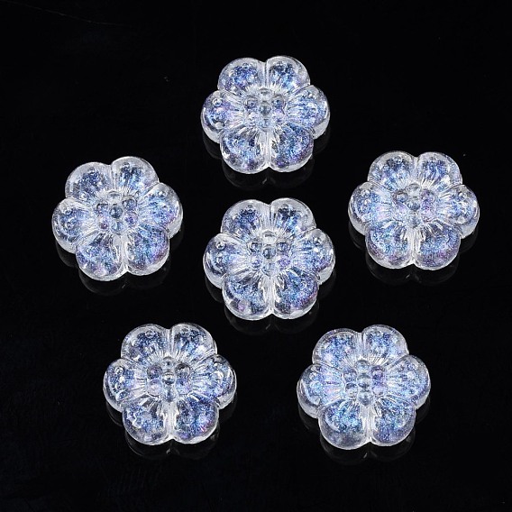 Transparent Acrylic Beads, Glitter Powder, Flower