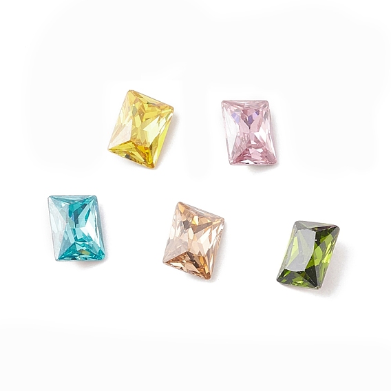 K9 Glass Rhinestone Cabochons, Pointed Back & Back Plated, Rectangle