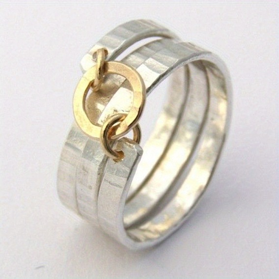 Кованые латунные кольца для пальцев, двухцветное кольцо из соединенных полос