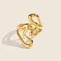 Irregular 304 Stainless Steel Cuff Open Rings for Women