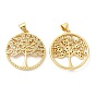 Латунные микро проложить кубического циркония подвески, без свинца и без кадмия, плоская круглая с подвесками дерево жизни