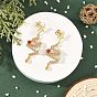 Natural Agate & Natural Green Aventurine Beads Dangle Stud Earrings, with Eco-Friendly Copper Wire, with 201 Stainless Steel Stud Earring Findings, Christmas Tree with Star