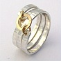 Кованые латунные кольца для пальцев, двухцветное кольцо из соединенных полос
