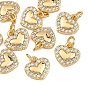 SHEGRACE Valentine's Day Brass Clear Cubic Zirconia Charms, Heart Charms, Cadmium Free & Lead Free & Nickel Free