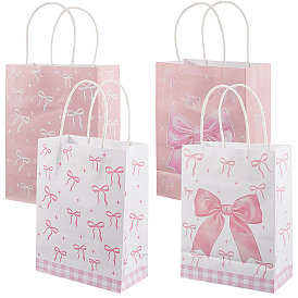 12 шт. 2 Пакеты из крафт-бумаги с бантом и ручками разных цветов, сумки для хранения продуктов, подарочные пакеты, прямоугольные