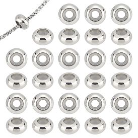 40 шт. 201 бусины из нержавеющей стали, с пластиковым, ползунки, рондель